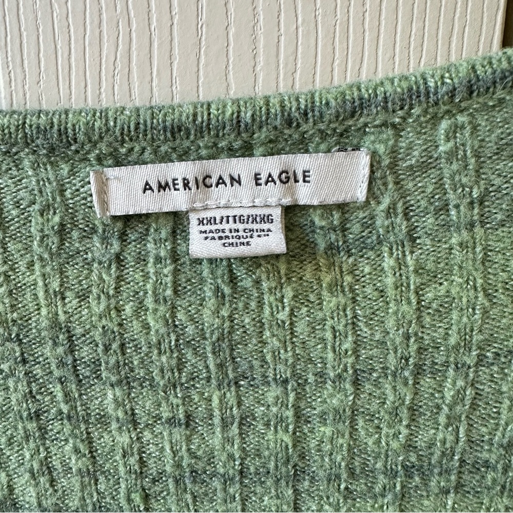 American Eagle Faux Wrap Cropped Ribbed Long Sleeve Sweater Top Womens Size XXL - Picture 7 of 11